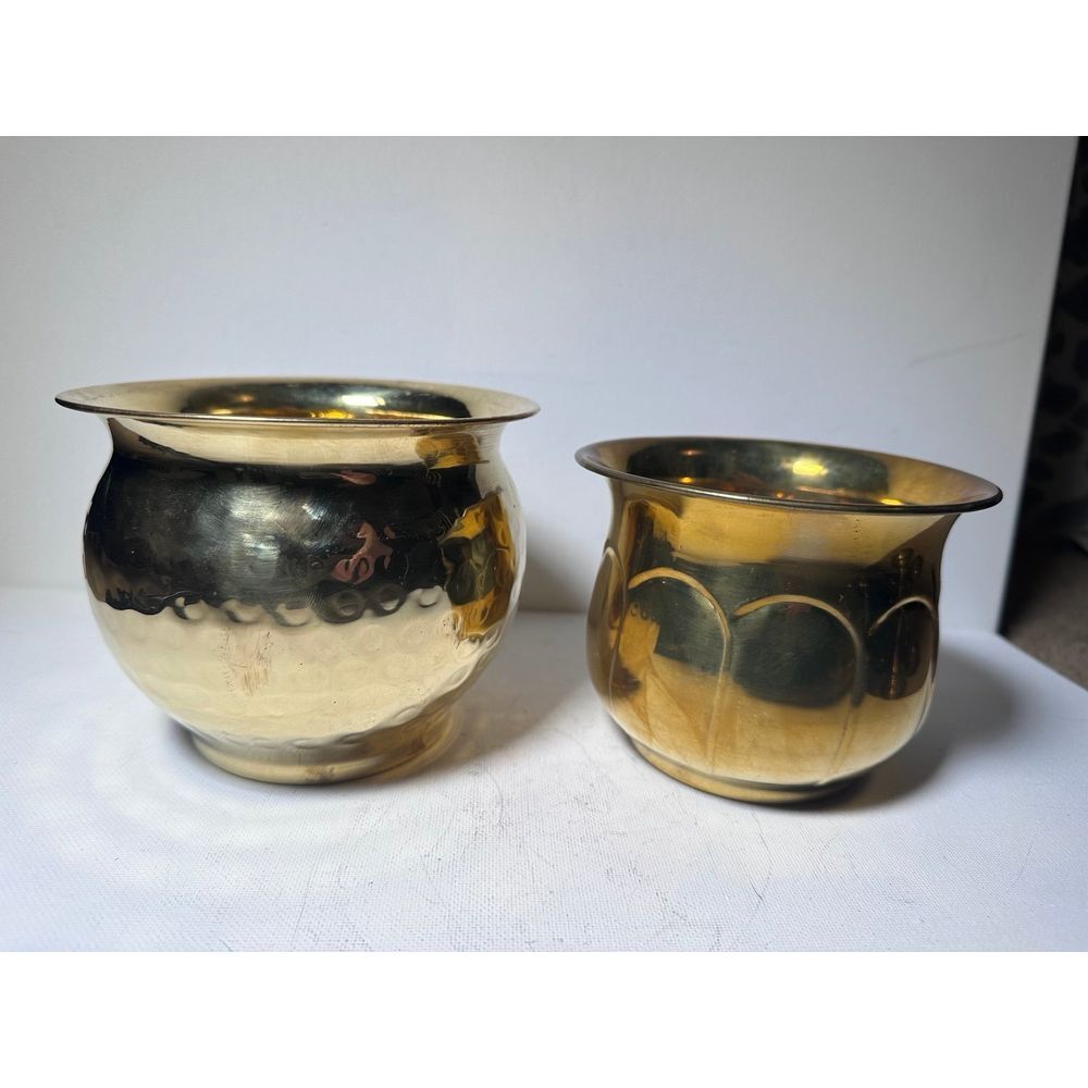 2 brass bowls solid brass vintage India bowl set